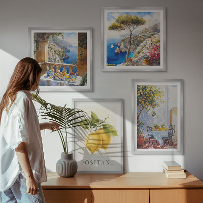 Composição de quadros Vistas da arquitetura do limão em Positano