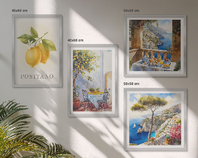 Composição de quadros Vistas da arquitetura do limão em Positano