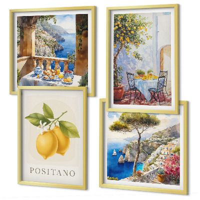 Composição de quadros Vistas da arquitetura do limão em Positano