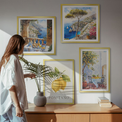 Composição de quadros Vistas da arquitetura do limão em Positano