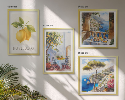 Composição de quadros Vistas da arquitetura do limão em Positano