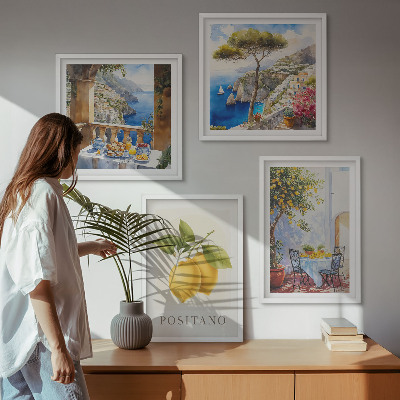 Composição de quadros Vistas da arquitetura do limão em Positano