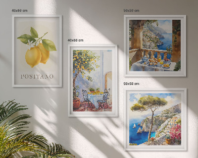 Composição de quadros Vistas da arquitetura do limão em Positano