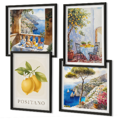 Composição de quadros Vistas da arquitetura do limão em Positano