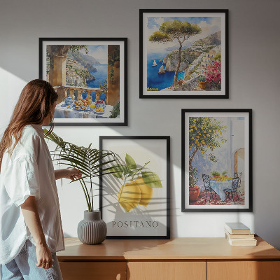 Composição de quadros Vistas da arquitetura do limão em Positano