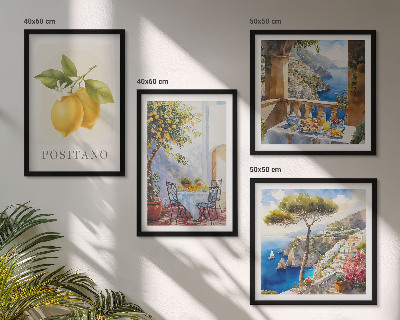Composição de quadros Vistas da arquitetura do limão em Positano