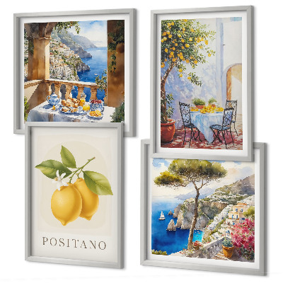 Composição de quadros Vistas da arquitetura do limão em Positano