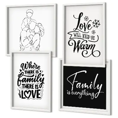 Políptico com moldura tema família, amor, aconchego e lar