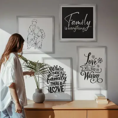 Políptico com moldura tema família, amor, aconchego e lar