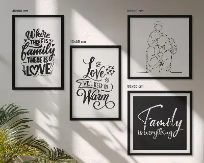 Políptico com moldura tema família, amor, aconchego e lar