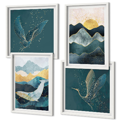 Composição de quadros Montanhas de guindastes abstratos