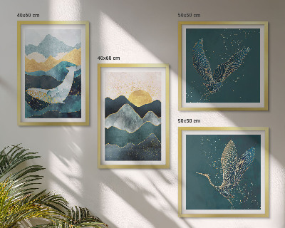 Composição de quadros Montanhas de guindastes abstratos