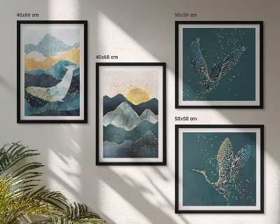 Composição de quadros Montanhas de guindastes abstratos