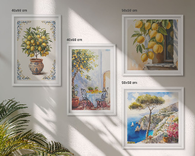 Conjunto de 4 quadros com moldura Limoeiros ao sol