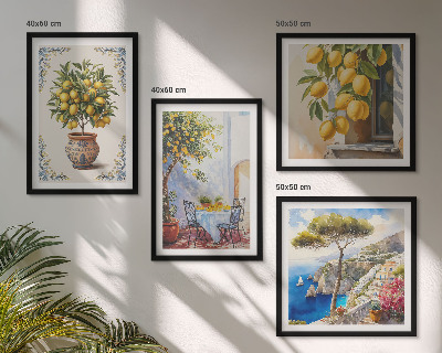 Conjunto de 4 quadros com moldura Limoeiros ao sol