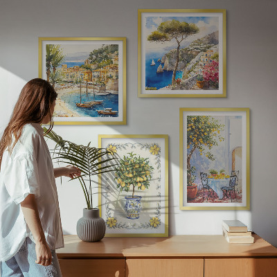 Composição de quadros Vista para o mar de limoeiros