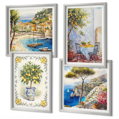 Composição de quadros Vista para o mar de limoeiros