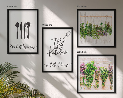 Políptico com moldura Inscrições de plantas de ervas culinárias