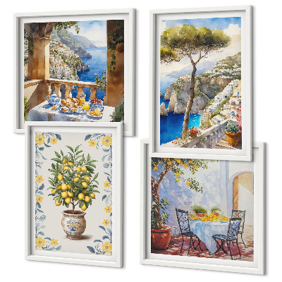 Composição de quadros pinturas de limoeiros-do-mar