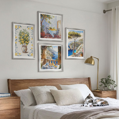 Composição de quadros pinturas de limoeiros-do-mar