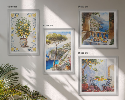 Composição de quadros pinturas de limoeiros-do-mar