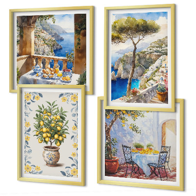 Composição de quadros pinturas de limoeiros-do-mar