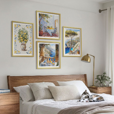 Composição de quadros pinturas de limoeiros-do-mar