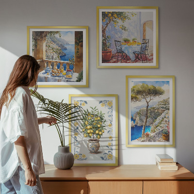 Composição de quadros pinturas de limoeiros-do-mar