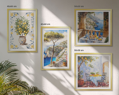 Composição de quadros pinturas de limoeiros-do-mar