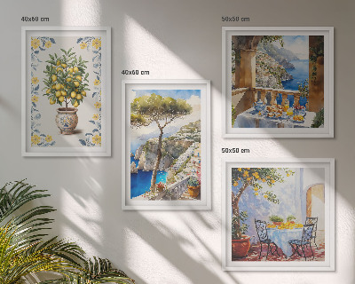 Composição de quadros pinturas de limoeiros-do-mar
