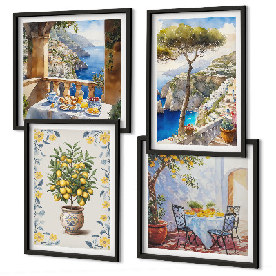 Composição de quadros pinturas de limoeiros-do-mar