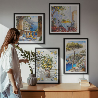 Composição de quadros pinturas de limoeiros-do-mar