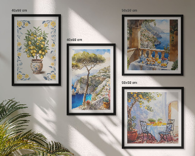 Composição de quadros pinturas de limoeiros-do-mar