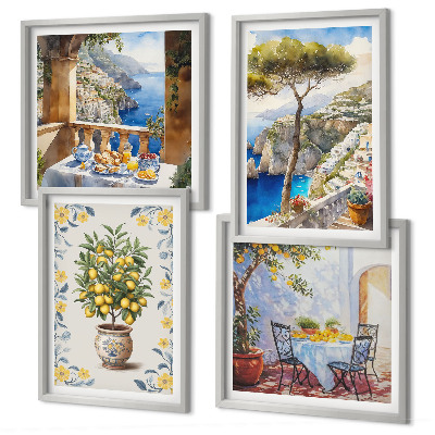 Composição de quadros pinturas de limoeiros-do-mar