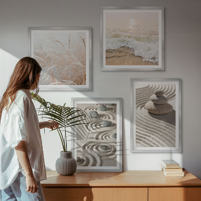 Composição de quadros Ondas, areia, água, pedras, praia