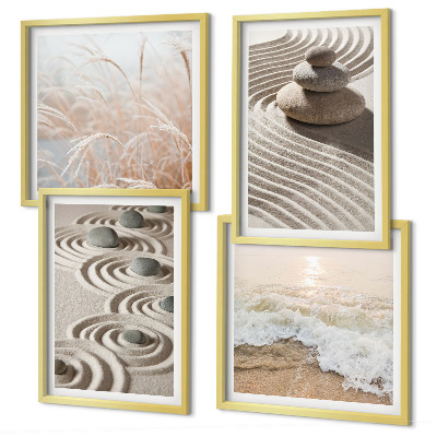 Composição de quadros Ondas, areia, água, pedras, praia