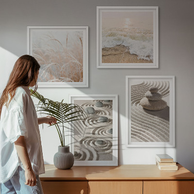 Composição de quadros Ondas, areia, água, pedras, praia