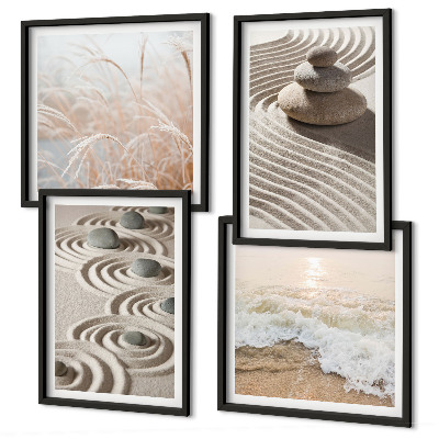 Composição de quadros Ondas, areia, água, pedras, praia