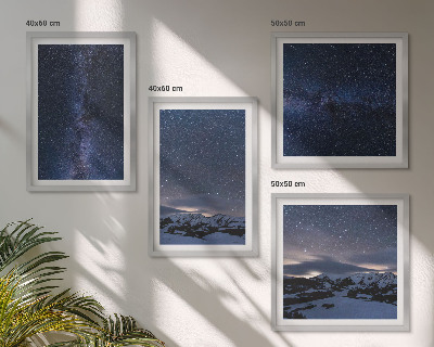 Conjunto de 4 quadros com moldura Céu noturno, montanhas, estrelas