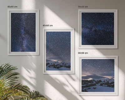 Conjunto de 4 quadros com moldura Céu noturno, montanhas, estrelas