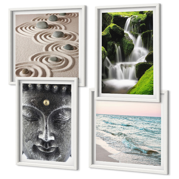 Composição de quadros A paz da natureza com Buda