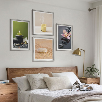 Políptico com moldura Pedras zen relaxantes para a paz