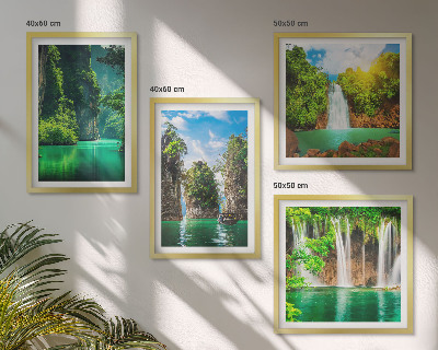 Políptico com moldura Paisagens verdes com cachoeiras