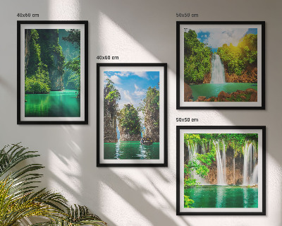 Políptico com moldura Paisagens verdes com cachoeiras