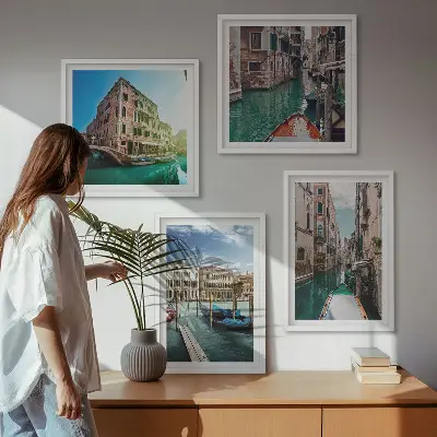 Arquitetura dos canais de Veneza políptico com moldura