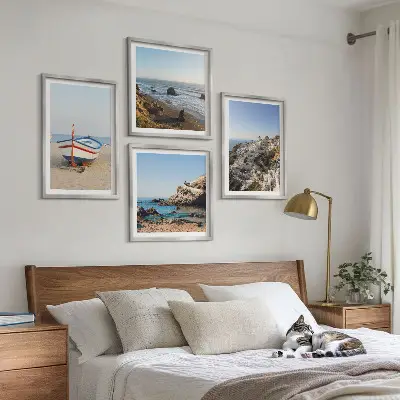 Composição de quadros vistas da Grécia com casas em Łódź
