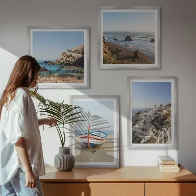 Composição de quadros vistas da Grécia com casas em Łódź