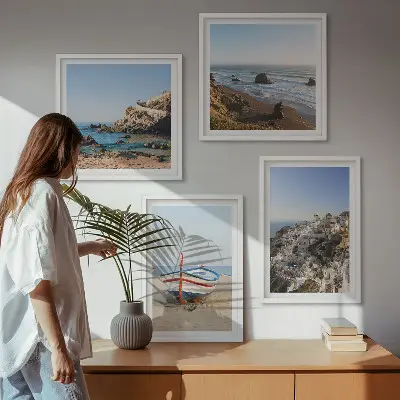 Composição de quadros vistas da Grécia com casas em Łódź