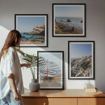 Composição de quadros vistas da Grécia com casas em Łódź