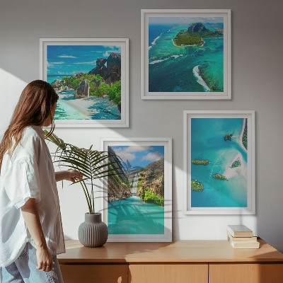 Composição de quadros Ilhas tropicais turquesas